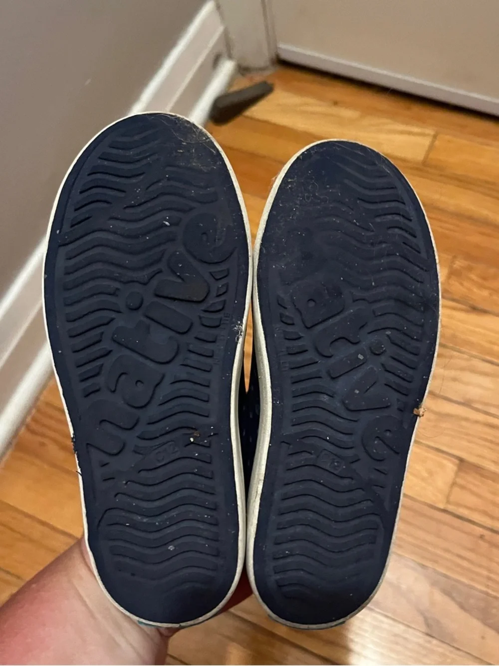 Native Slip-On Sandals in Navy and White